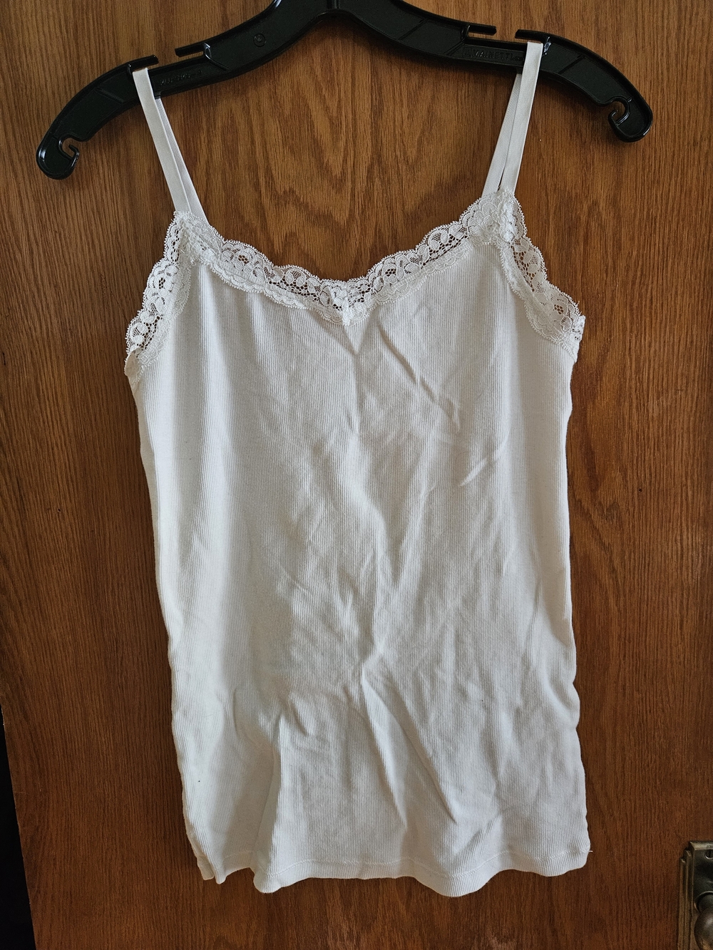 White Lace Trim Cami Tank Top - Women